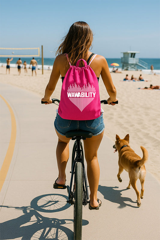 WAWABILITY Drawstring Sports Bag - White Logo